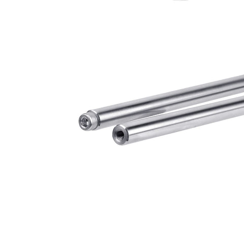 Duo Pack 6mm By 400mm Linear Motion Rods With End Hollow Shafts And M3 Screws For 3D Printers And CNC Machines, 3mm Inner Hole, Ideal For Smooth, Precise Guided Movement; dual steel rods with threaded ends