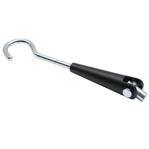 Close-up of a single stainless steel hook from the 12 Pack Universal Mount Hooks For Painter Drying Racks, showcasing the swivel design.