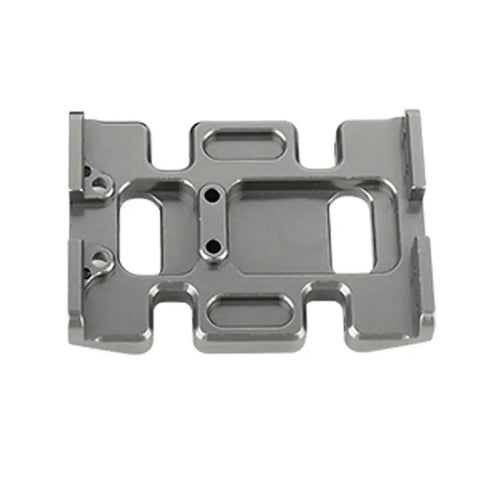 Beefy Aluminum Center Frame Brace and Transmission Skid Plate Mount for Axial SCX10 RC Rock Crawler, titanium finish, CNC machined