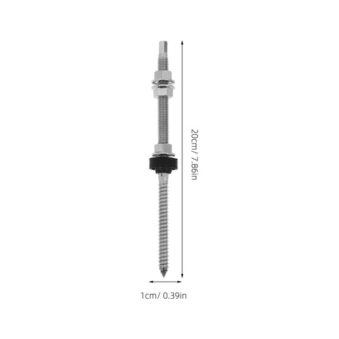 Heavy Duty Stainless Steel Solar Hanger Bolts With Slick Adjustable Height Mounts For All Weather Hitch Free Rooftop Installation And Bull Strong Panel Alignment, 20cm long.