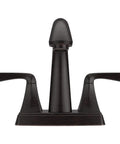 Tuscan Bronze Centerset Bathroom Sink Faucet With Two Handles For 3 Hole Sinks 4 Inch Center Set Spout Durable Build Push And Seal Drain For Tight Leak Free Seal Easy Install In Small Bathrooms