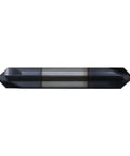 3/8 in solid carbide end mill, double-ended, 4-flute, 90-degree chamfer, AlTiN coated, side view
