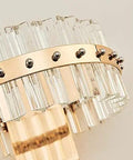 Close-up of Top Tier Led Crystal Wall Sconces With A Clean Neoclassical Look featuring clear crystals and gold accents.