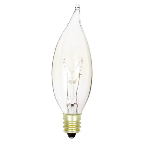 15 Watt Clear Flame Tip E12 Candelabra Base Dimmable Chandelier Light Bulbs Pack Of 12, 120V, Crystal Clear Glass Lamps For Chandeliers, Ceiling Fixtures, Vanities And Sconces