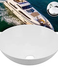 Premium White Acrylic Vessel Sink for Bathroom - Easy Installation Sink for Cara, Campers & Yachts - Modern Design, & Lightweight on a yacht.