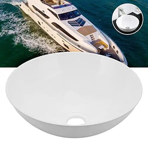 Premium White Acrylic Vessel Sink for Bathroom - Easy Installation Sink for Cara, Campers & Yachts - Modern Design, & Lightweight on a yacht.