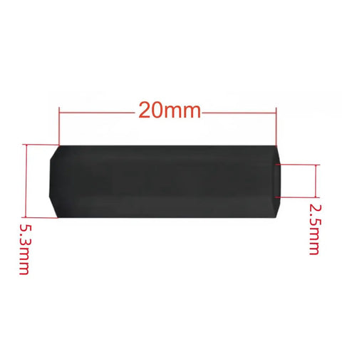Dang Tough M2.5 X 20mm Nylon Hex Coupling Nuts For Threaded Rods and PCB Mounting, showing size and dimensions.