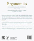 Book: Ergonomics: How to Design for Ease and Efficiency, white cover with gold title; Academic Press/Elsevier logos.