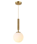 Modern Globe Pendant Light For Kitchen Island White Milk Glass With Brass Finish Frosted Hanging Light Single Pendant Fixture Vintage Ceiling Light Easy Install And Clean Look For A Modern Kitchen Vibe.