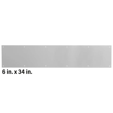 Beefy Door Kickplate 6 In By 34 In Satin Nickel Aluminum 0.32 Inch Thick With Included Fasteners For 36 Inch Wide Doors Easy Install