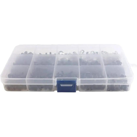 Plastic storage box of All In One RC Screw Kit With Stainless Fasteners For One Eighth One Tenth One Twelfth And One Sixteenth Scale Cars 500 Pieces