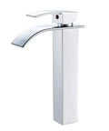 Vessel Sink Faucet Chrome Modern Tall Waterfall Style With Single Handle And One Hole Install For Vanity Bathroom RV Camper And Farmhouse Washroom Dope Splash Free Water Saving Lavatory Faucet