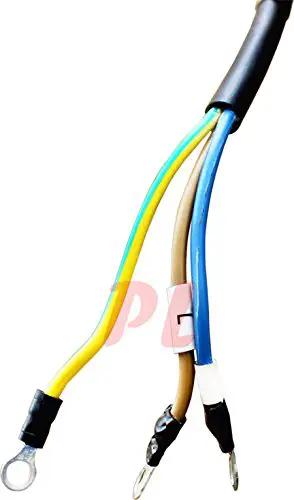 Electrical wires with colored insulation for industrial use, showing connections and terminals.