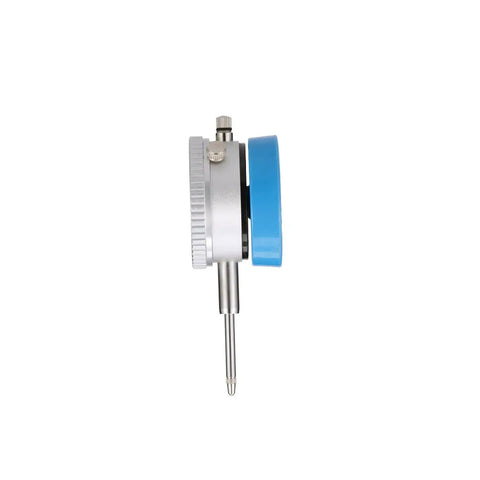 Side view of Workhorse 1 Inch Dial Indicator With Magnetic Back Set for Precision Measurement, showing 2 Inch Dial Face and steel contact point.