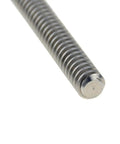 Close-up of stainless steel T8 lead screw from DIY Friendly 3D Printer Vertical Screw Rod Kit With T8 Lead Screw 2mm Pitch And 12mm 14mm Lead Options