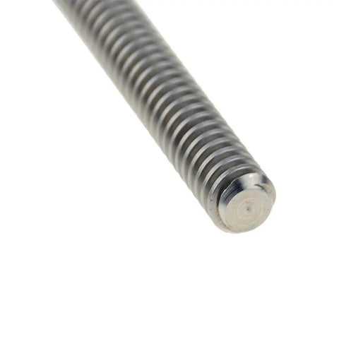 Close-up of Stainless Steel Threaded Lead Screw Rod Kit For 3D Printers Go To Vertical Motion Set 8mm Thread 100 To 800mm Length T8 Lead