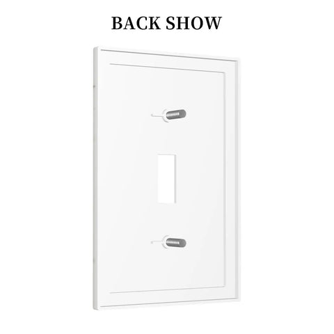 Back view of Absolute Game Changer With This Sleek Gray White Marble 1 Gang Switch Cover showing hidden screws and design.