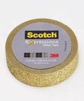 Gold Glitter Washi Tape Pack of 6, Decorative Rolls for Planners, 0.59 in x 196 in, easy-tear, repositionable, side view of tape roll