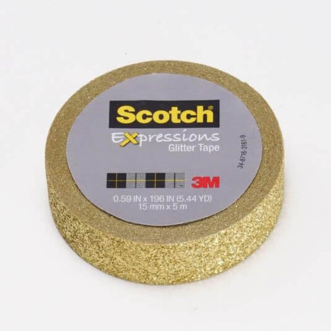 Gold Glitter Washi Tape Pack of 6, Decorative Rolls for Planners, 0.59 in x 196 in, easy-tear, repositionable, side view of tape roll