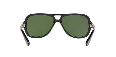 RB4162 Aviator Sunglasses With Polarized Green Lenses In Black Full Rim Frame, front view showcasing classic pilot style