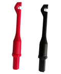Two Piece Digital Multimeter Ribbon Probes Set With Insulated Leads And Back Probe Pins For Easy Circuit Testing in red and black.