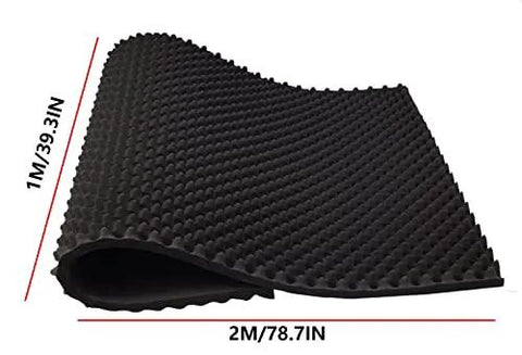 Rock Solid Acoustic Panels For Home Studios And Piano Rooms Flame Retardant High Density Foam Tiles showing 2m x 1m black wavy texture.