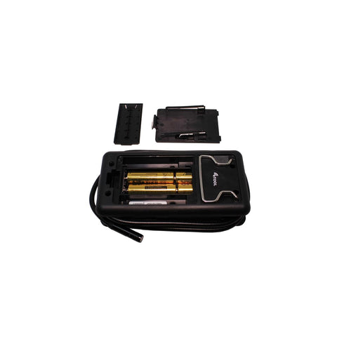 Back view of Long Reach Digital Borescope With 46 Inch Flexible Probe, showing battery compartment with 4 AA batteries.