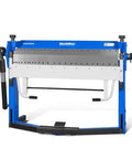 Front view of 50 Inch Foot Clamp Pan And Box Brake For Sheet Metal Folding, Heavy Duty Industrial Metal Bender with hands-free foot pedal.
