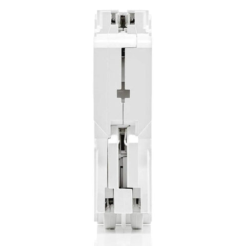 Side view of 30 Amp 1 Pole Plug On Smart GFCI Branch Circuit Breaker Hydraulic Magnetic 120 Volt White With Integrated Smart Home App