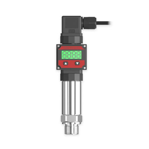 Pro Grade Digital 4-20mA Pressure Transmitter With LCD Display, 0-435 PSI Range, NPT 1/4 In Connection, front view.