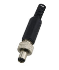 Four Pack Of Hella Tough 5.5Mm X 2.5Mm Male DC Power Plug Connectors With Screw Lock Female Panel Socket Adapters close-up view of male plug.