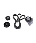 High Grade Aluminum Belt Tensioner Pulley Kit Upgrade For M272 M273 Engine C350 E350 E550 Models Fresh Fit Under Hood Replace Worn Drive Belts Mercedes 4 Piece Set, 4-piece pulley kit on white background