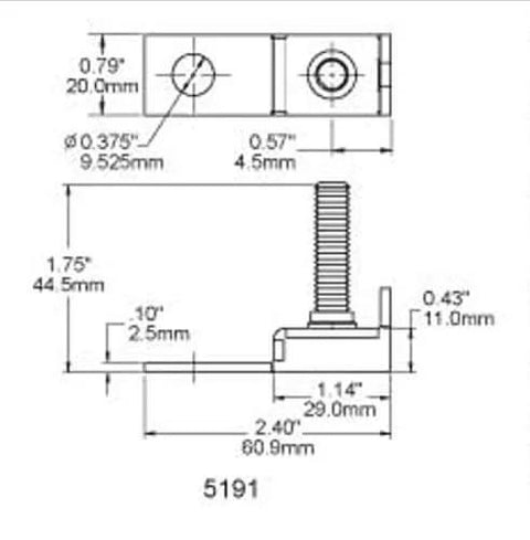Technical diagram of Beefy Fuse Block Terminal For DC Main Inverter Windlass And Bow Thruster Circuits Up To 300 Amps Per Block 58V DC Max