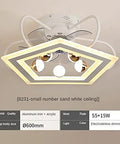 Sleek Pentagonal Ceiling Fan Light Combo Featuring Whisper Quiet DC Motor Kickin Breeze And Heavy Duty Iron Build Perfect For Living Spaces In Polished Silver Or Antique Gold Finish, showcasing aluminum iron and acrylic design.
