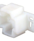 Straight Up Solid White Plastic Center Rail Support Bracket For Drawer Tracks, Fits Right On Tri Roller Slides, close-up view
