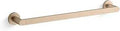 Composed 18-Inch Towel Bar in Vibrant Brushed Bronze Finish for modern minimalist baths, shown in sleek and durable bronze hardware.