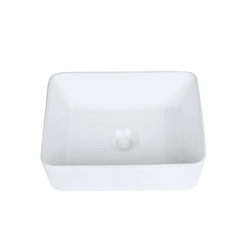Totally Sleek Ceramic Vessel Sink For Bathrooms Rectangular Above Counter Bowl 16 X 12 Inches White Porcelain