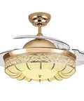 42 Inch Crown Style Ceiling Fan With Light And Remote Control Gorgeous Gold Finish Showstopper Design For Living Room Kitchen