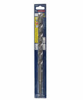 Three Quarters Inch By Twelve Inch Round Hammer Drill Bit With Asymmetric Diamond Ground Carbide Tip For Impact Drills Deep Cut Spiral U Flutes Three Flat Shank Heavy Duty For Fast Material Removal in packaging