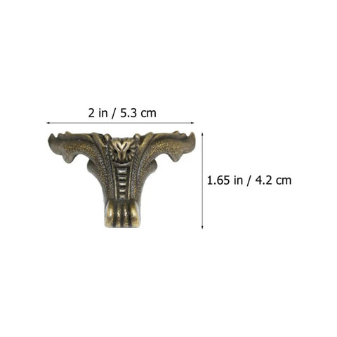12Pcs Zinc Alloy Decorative Furniture Legs For Sofas And Boxes With Classic Retro Dope Vibe, size 2x1.65 inches, dark brown
