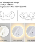 Snazzy Nordic Led Wall Sconce Featuring Free Rotating Head And Easy Reach Switch, Compact Rectangle Shape adjusting light angles