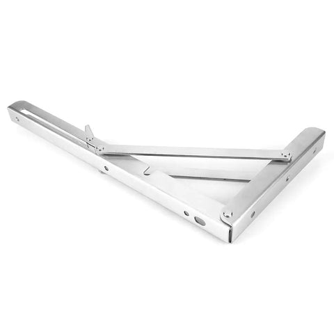 Side view of Wall Mounted Folding Shelf Bracket, Thickened Stainless Steel, 8 Inch Folding Shelf Support, folded position.