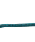 Close-up of Industrial M12 D-Coded Ethernet Cable 4 Pin Male To RJ45, CAT5e Shielded PVC, showing text on cable surface