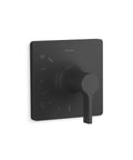 One Handle Pressure Balanced Faucet Trim Kit In Durable Metal With Corrosion Resistant Finish Line Compatible Lifetime Warranty Slick Modern Bathroom Upgrade For Easy Reliable Install And Perfect Fit, matte black single-handle control