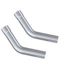 Two 2.5-inch stainless steel mandrel bend tubes with U-shaped exhaust bends