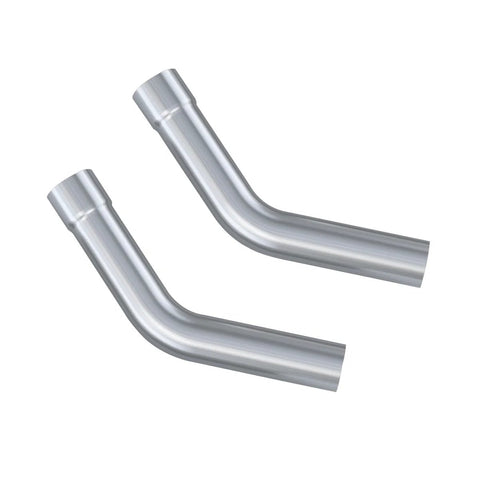 Two 2.5-inch stainless steel mandrel bend tubes with U-shaped exhaust bends