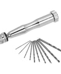 Handy Manual Drill Set With 0.3-3.5mm Chuck And 10 Precision Bits For Wood Plastic PCB Jewelry Making And Crafts Compact DIY Drill Kit