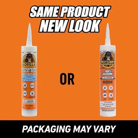Two Gorilla 100% silicone sealant cartridges, all-purpose, 10 oz, white