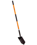 Heavy Duty Trench Shovel with Fiberglass Handle 58 Inch Length High Carbon Steel Blade with Rust Resistant Coating standing upright
