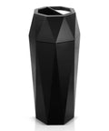 Top Shelf Commercial Trash Can And Outdoor Garbage Bin With Snug Lid Super Tough Stainless Steel Waste Container Made To Take A Beating For High Traffic Shops Or Offices Matte Black Trim, 13 gallon tall geometric design.